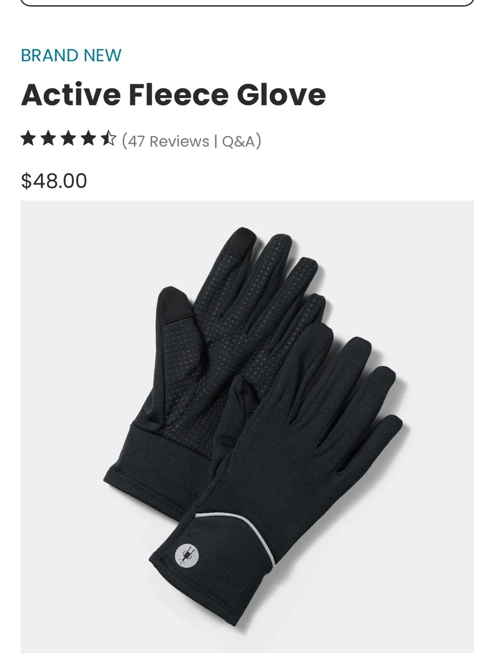 Smartwool Black Active Fleece Gloves
